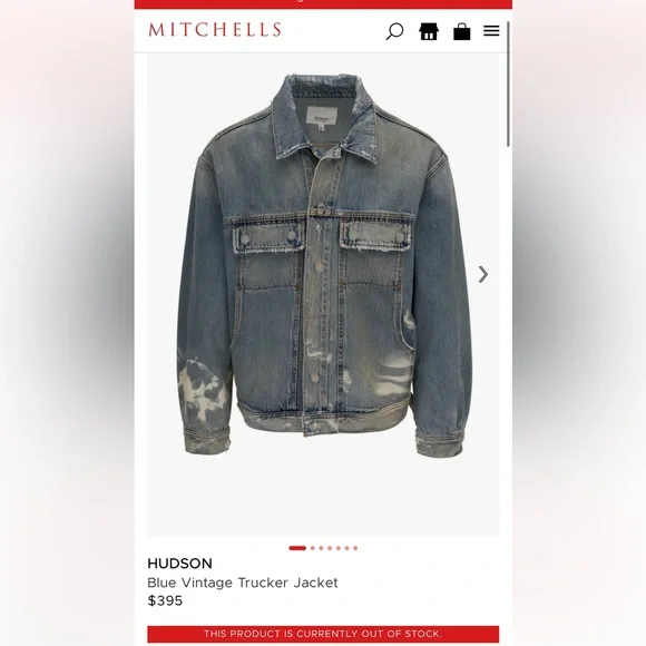 HUDSON Blue Vintage Trucker Jacket Size XL Men’s - Picture 2 of 12